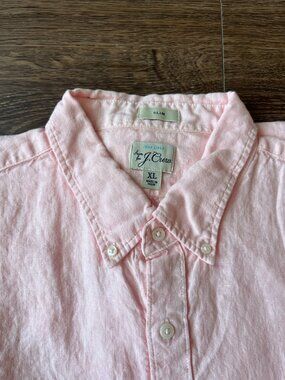 J Crew Linen Shirt Sz XL in Pink